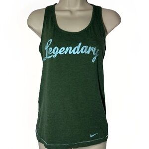 NIKE Racerback Tank Top Women's Legendary Slim Fit Forest Green Workout S Cotton